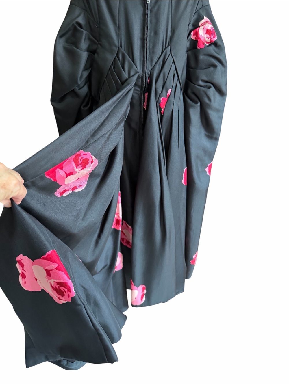 VINTAGE 60s THE FRENCH SHOP Cocktail SIlk Sculptural Draped Pin Up Dress S - Picture 5 of 16